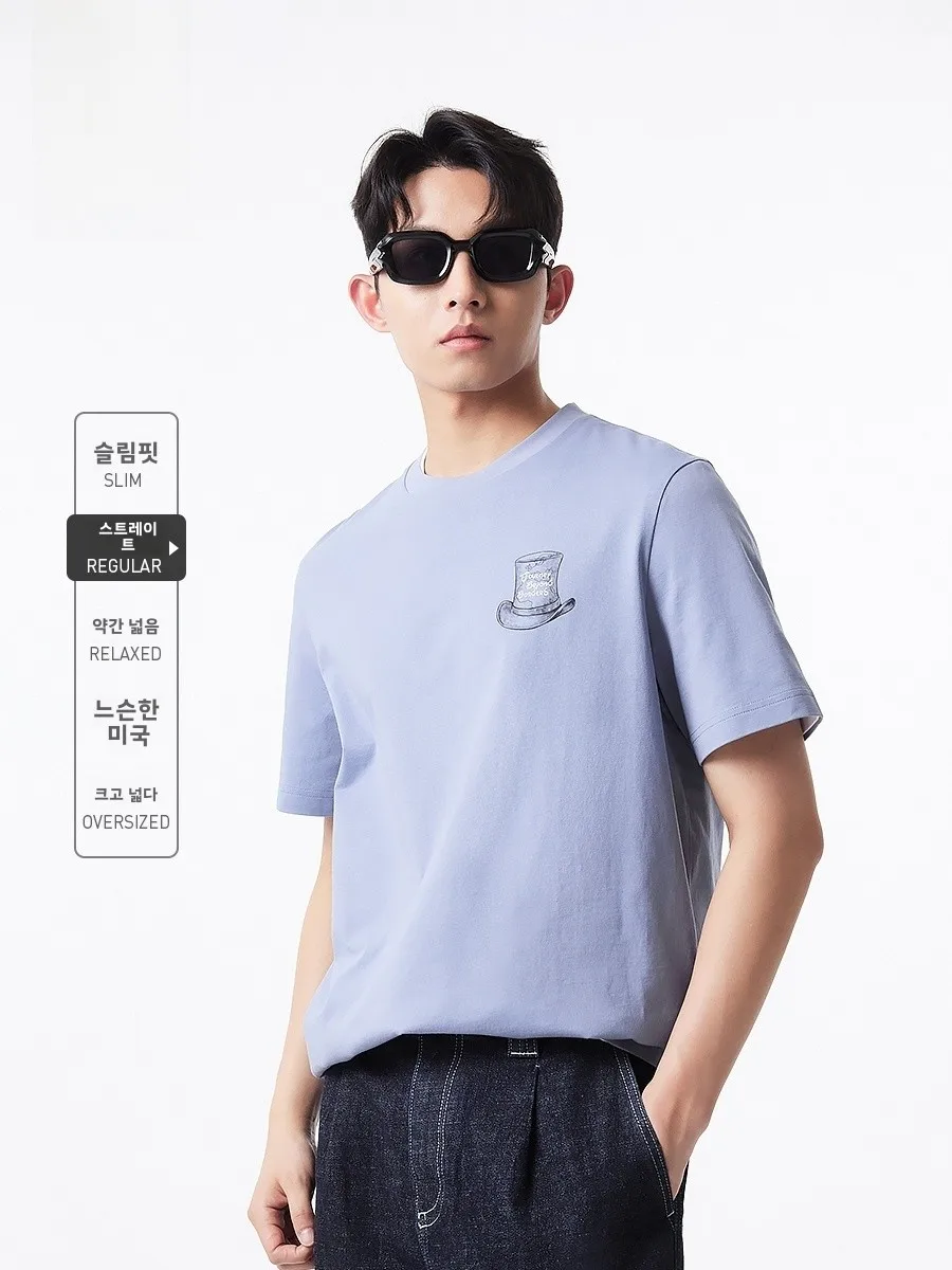 Повседневная хлопковая футболка мужская с коротким рукавом и круглым вырезом