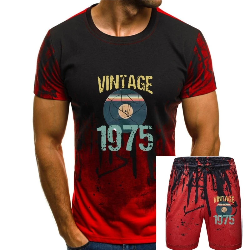 Retro Vintage 1975 44th Birthday Record Vinyl Vintage Disco Bday Gift Short-Sleeve Unisex T-Shirt