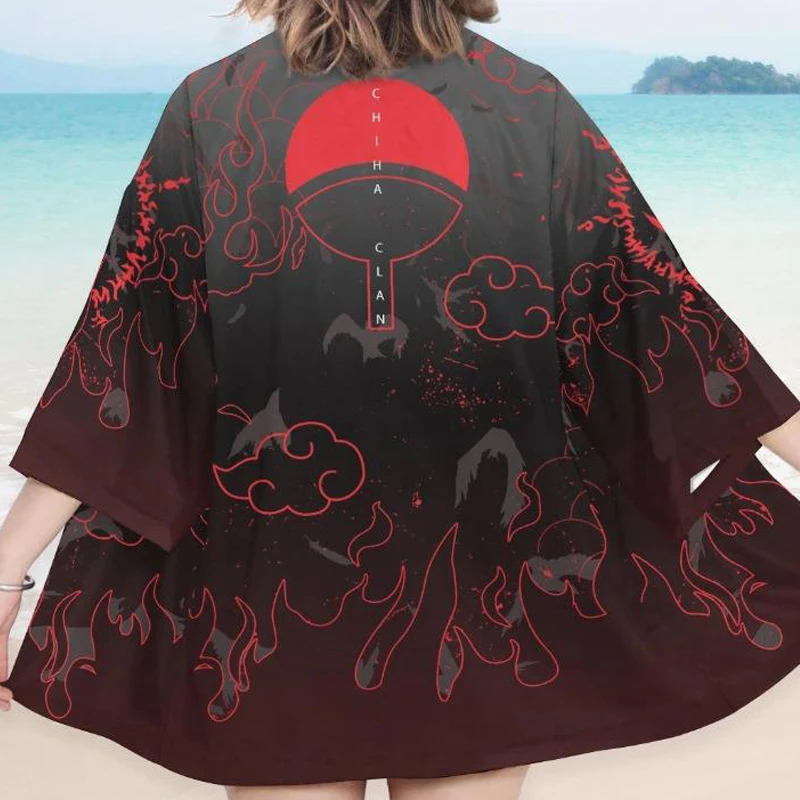 Akatsuki Uzumaki Itachi Red Cloud Kimono Shirt Haori Yukata Printing Cosplay Costume Christmas Carnival Pu 'er Festival Gifts images - 6