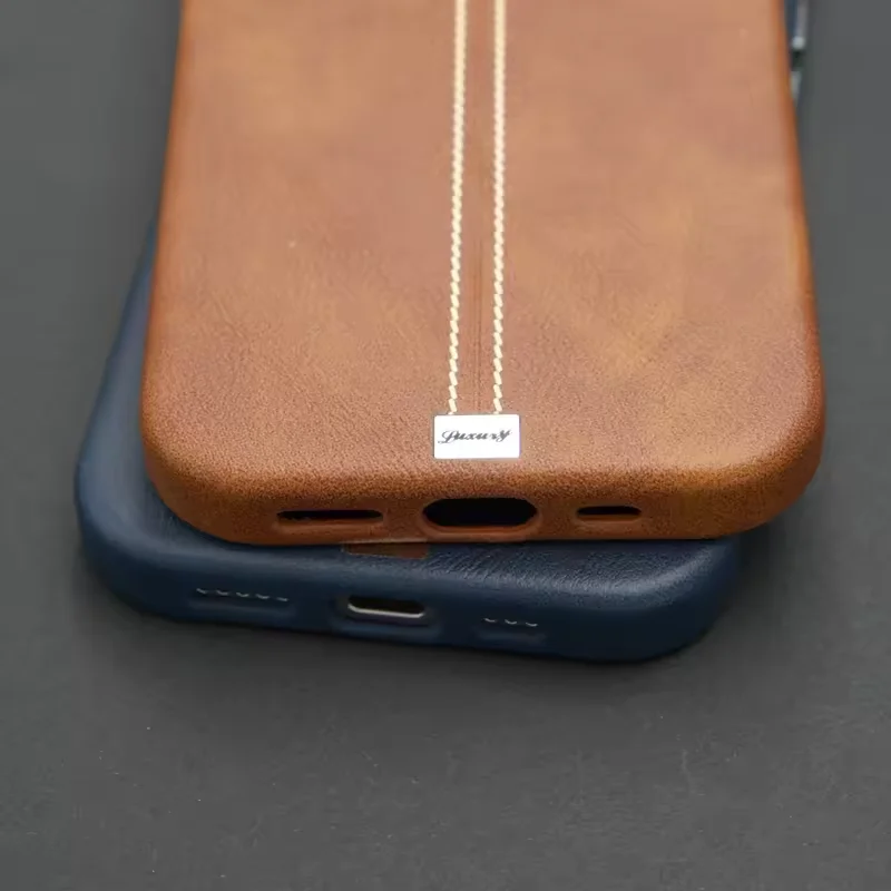 Фото Чехол для iPhone 16, 16 Pro Max, 15, 14 Pro, 13 из магнитной искусственной кожи PU с защитой для камеры, совместимый с MagSafe, для беспроводной зарядки, жесткий, бронированный, из PU-кожи №3