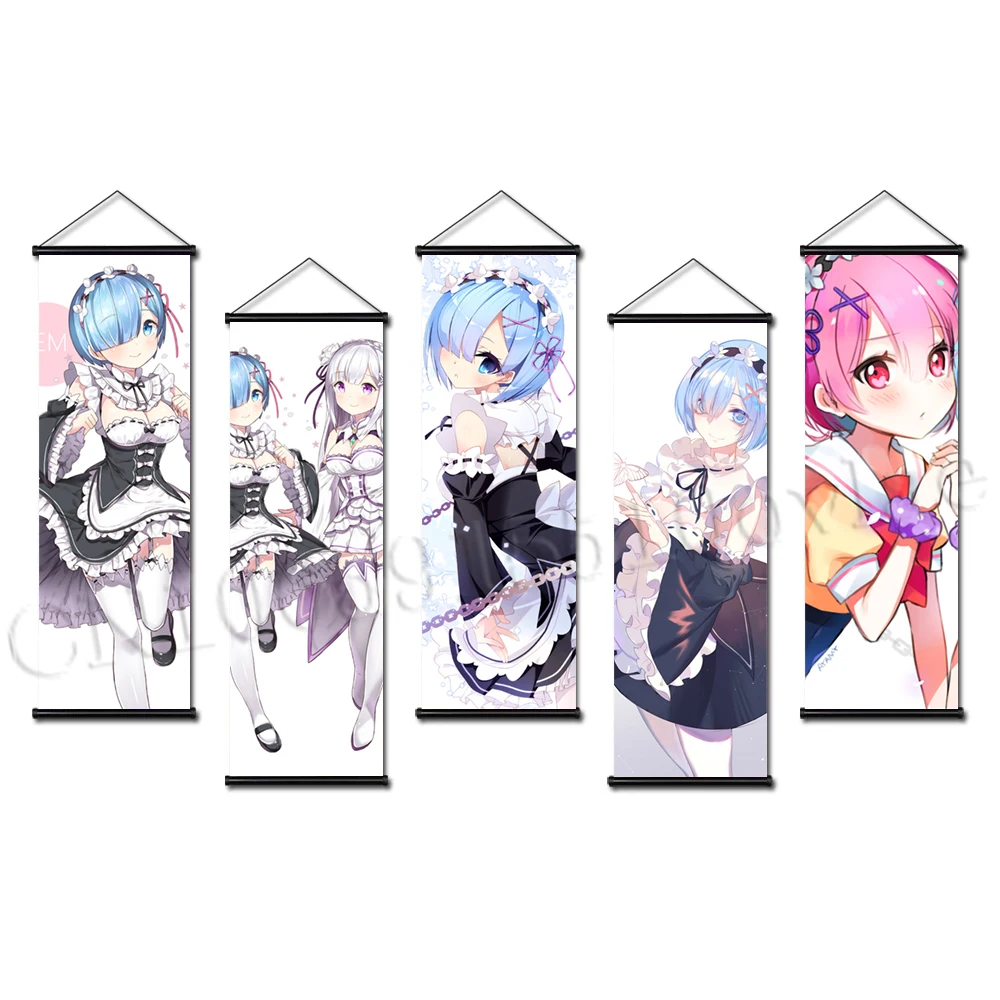 

Кара хаджимеру Эмилия Висячие свитки Рем Рам плакат HD живопись Re:Zero холст картина на стену Художественная печать для детской комнаты домашн...