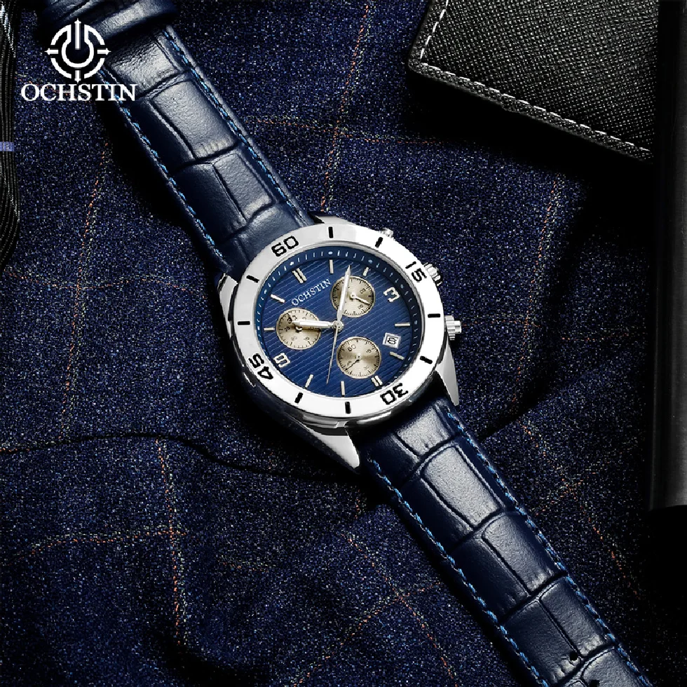

OCHSTIN Men's Watches Top Brand Sport Men Wrist Watch Leather Quartz Watch Sports Waterproof Male Clock Chronograph Function