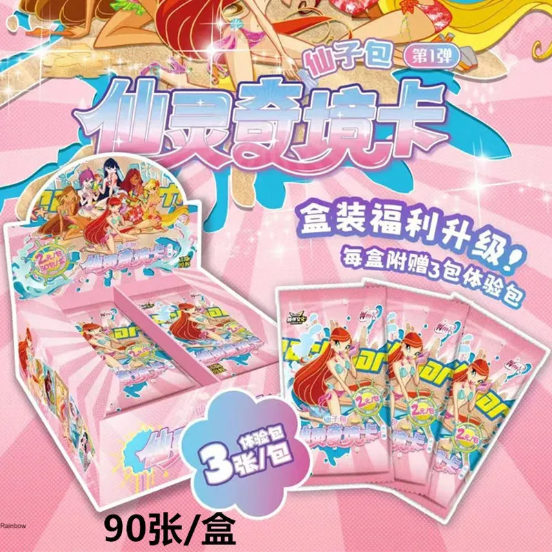 Фото Натуральная карта Winx Club, волшебная сумка, сказочная сумка, карты Fairy Wonderland Bloom Stella Flora, коллекционные карты аниме, игрушки, подарки №3