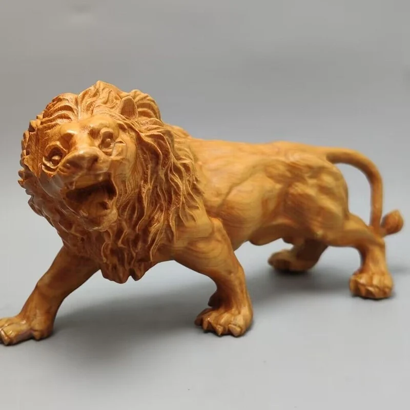 

Solid wood carving-Lion figurine，Traditional hand-carved ，Home Living Room Bedroom Office Cute Statue Free delivery Wholesale