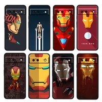 marvel iorn man cartoon shockproof cover for google pixel 7 6 6a 5 4 5a 4a xl pro 5g soft silicone black phone case coque capa