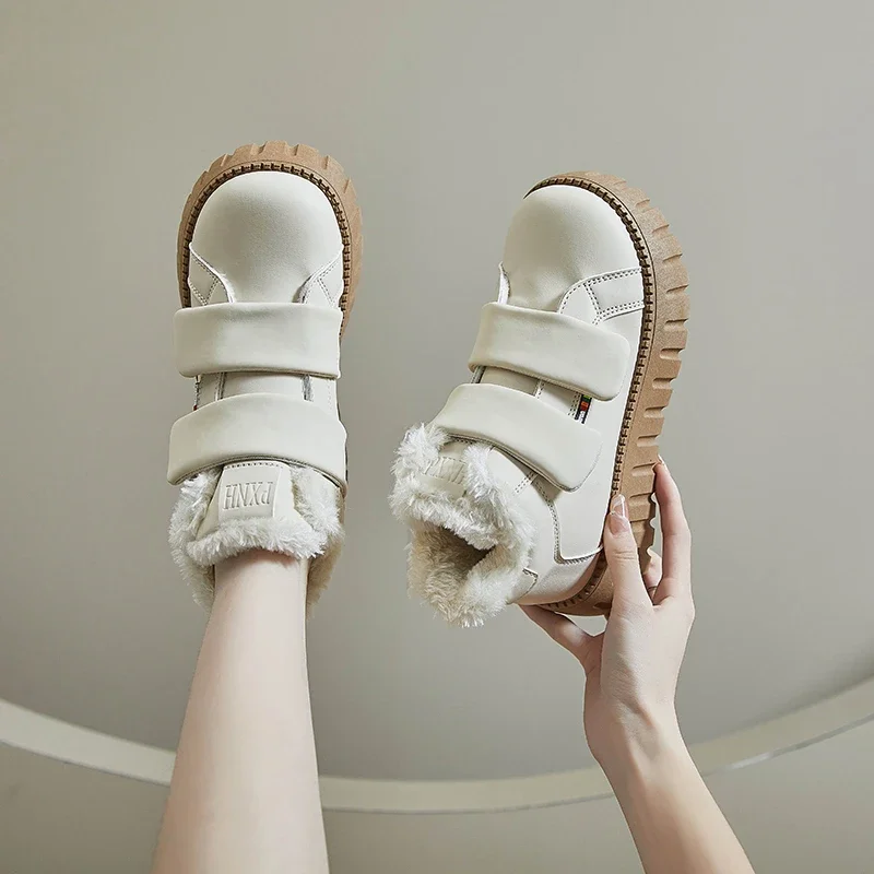 

Детские зимние ботинки для девочек из натуральной кожи с утолщенным плюшем теплые зимние ботинки для девочек на толстой нескользящей подошве повседневная обувь Новинка 2023