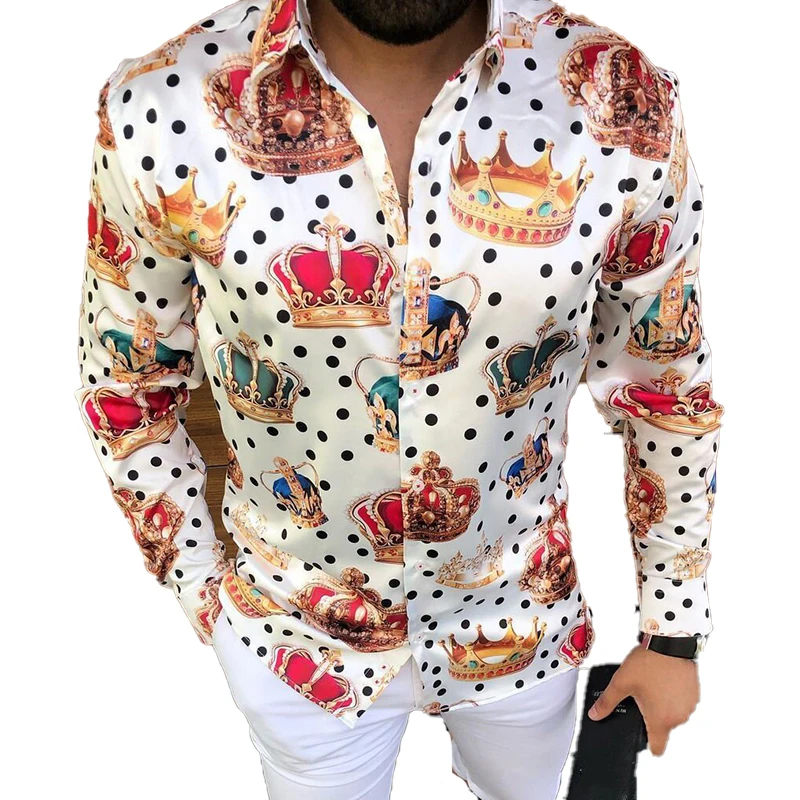 

Spring and Autumn simple men's shirt long sleeve lapel casual fashion men shirts printed handsome top