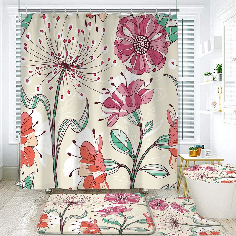 

Штора для душа из полиэстера, водонепроницаемые занавески в ванную комнату, с рисунком цветных тюльпанов, роз, цветов, природа, Декор для дома и ванны