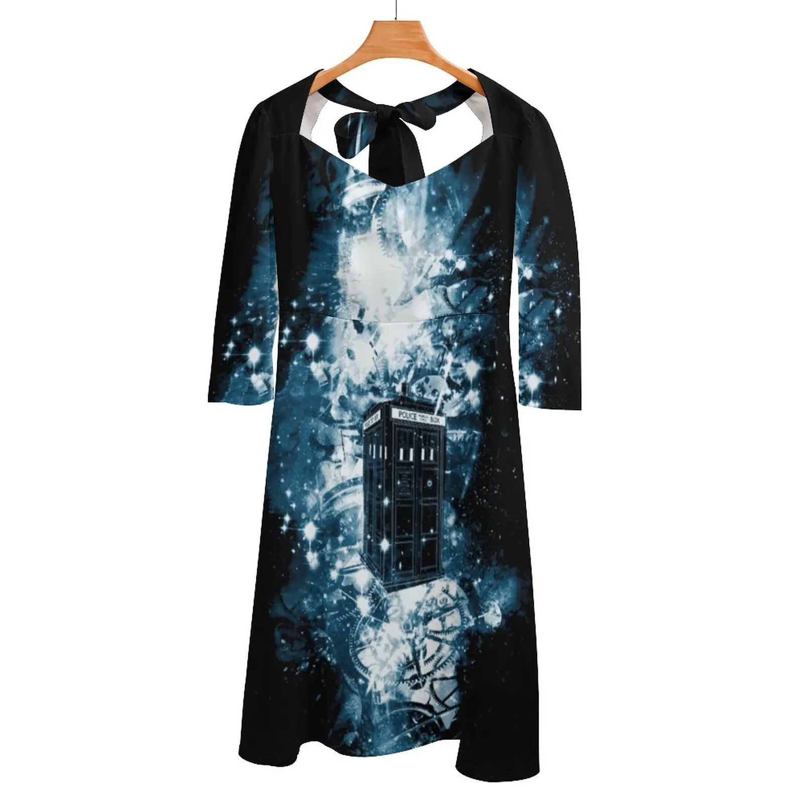 

And Time Square Neck Dress Summer Dress Women Elegant Halter Print Dress The Whovian Tv Show Pop Culture Sci Fi Science Fiction