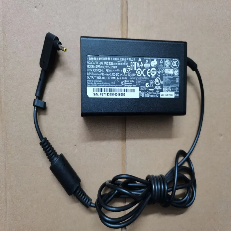 

OEM 19V 3.42A 65W A11-065N1A PA-1650-80 for ACER Aspire R5-471T R5-571T R7-371T Laptop Genuine Puryuan 3.0mm*1.1mm AC Adapter