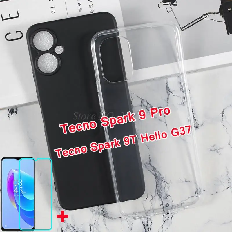 Чехол из закаленного стекла для Tecno Spark 9 Pro противоударный матовый чехол Мягкая