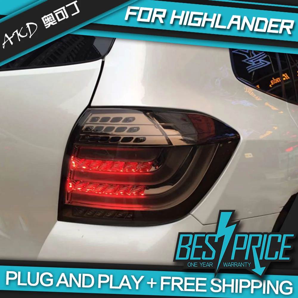 AKD тюнинг автомобильных задних фонарей для Toyota Highlander 2012-2014 задние фонари