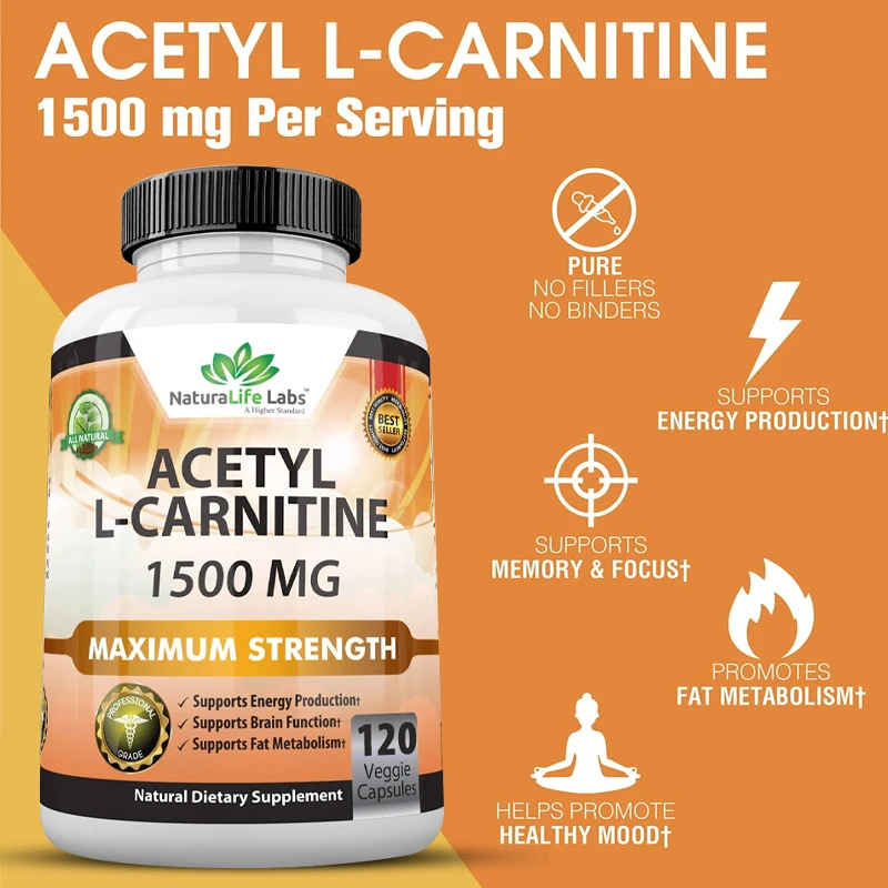 

Acetyl-L-Carnitine 1500 Mg High Potency Supports Natural Energy Production, Supports Memory/Focus