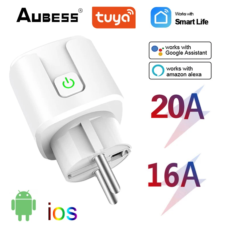 

16A 20A WiFi Smart Plug EU Smart Socket With Power Monitor Timing Function Tuya Smart Life APP Control For Alexa Google Home