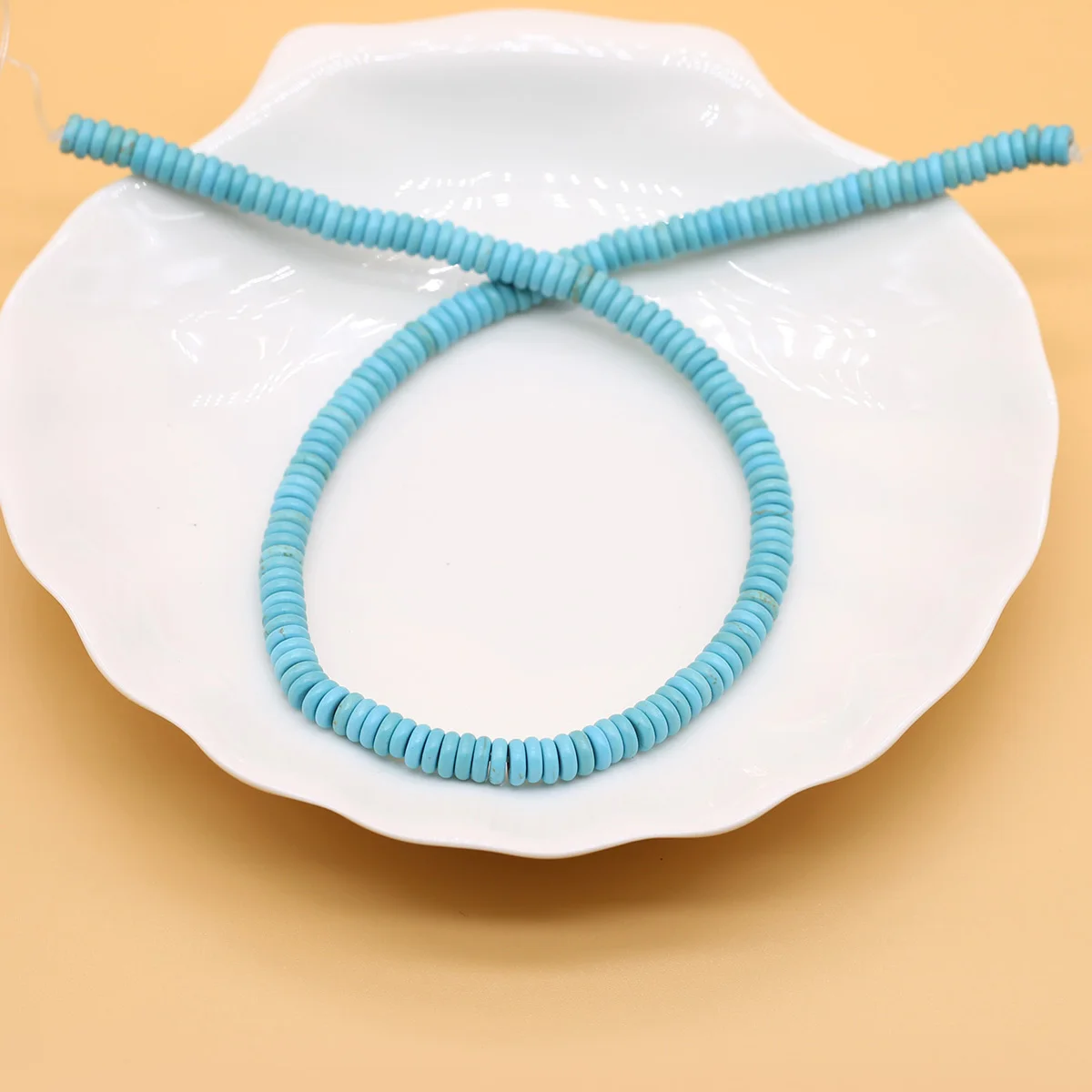 

4x6mm Synthetic Blue Turquoise Round Buckle Beaded Handmade Jewelry Making DIY Necklace Earrings Bracelet Charm Accessories Gift