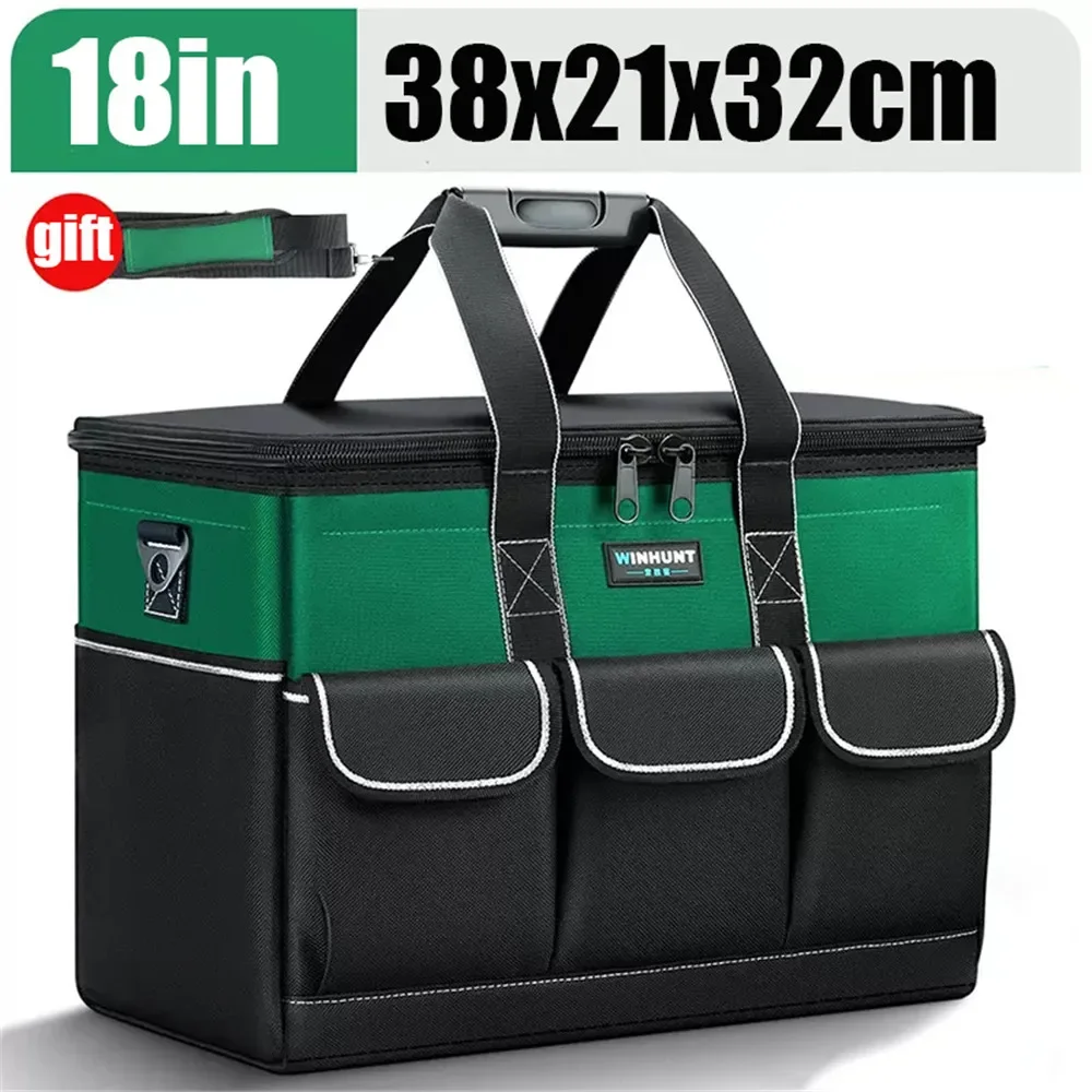 

Сумка для инструментов, прямоугольная, ткань Оксфорд 1680D, водонепроницаемая, с ремешком, сумка для инструментов большой вместимости, увеличение емкости 30% для электрика