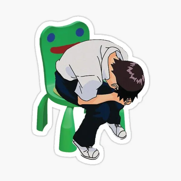 

Shinji Ikari In The Froggy Chair 5PCS Stickers for Anime Funny Wall Stickers Laptop Water Bottles Background Cute Bumper