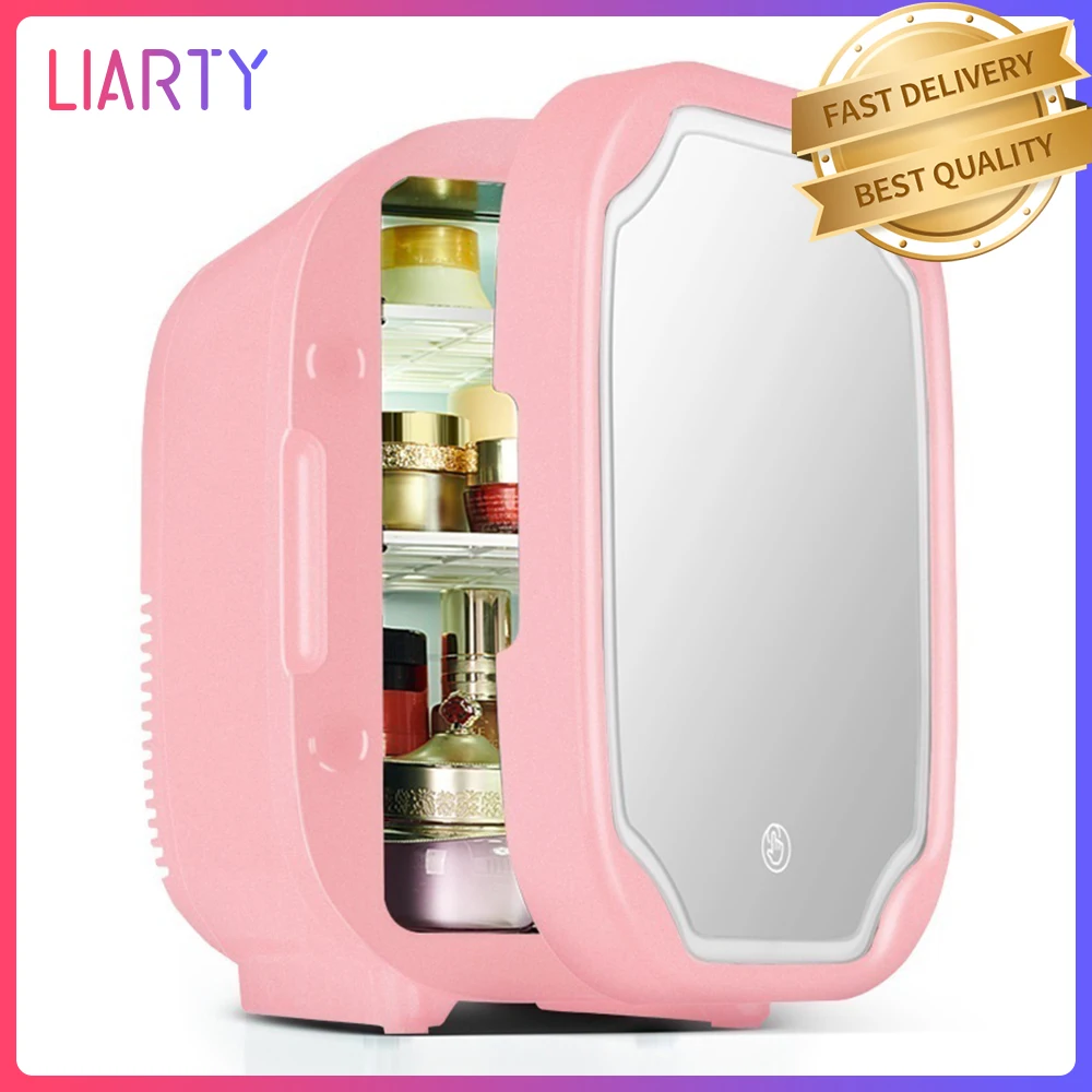 8L Portable Cosmetics Fridge Face Fridge for Beauty Skin Care Goods Freezer Mini Car Refrigerator Makeup Fridge With LED Mirror