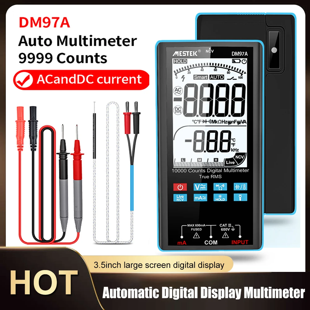 

Digital Multimeter Tester 3.5 Inch Colorful Screen Auto Ranging Voltage Tester Measuring AC/DC Voltage Current Capacitance