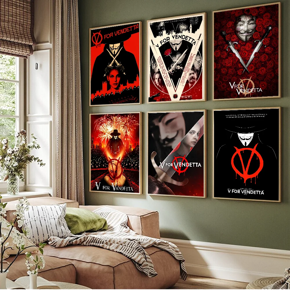 V для вендетта фильм винтажные постеры клейкая белая бумага наклейка Сделай Сам