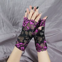 new women sexy lace half finger gloves fingerless fishnet gloves mesh summer dance ladies mitten driving sunscreen