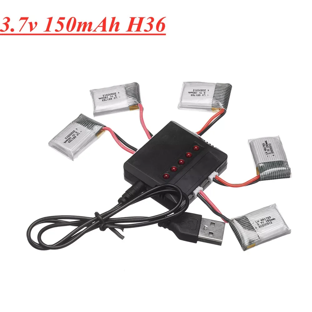 

2023New H36 battery 3.7V 150mAh For JJRC E010 E011 E012 E013 Furibee F36 RC Quadcopter Parts 3.7v 651723 Lipo Battery and Charge