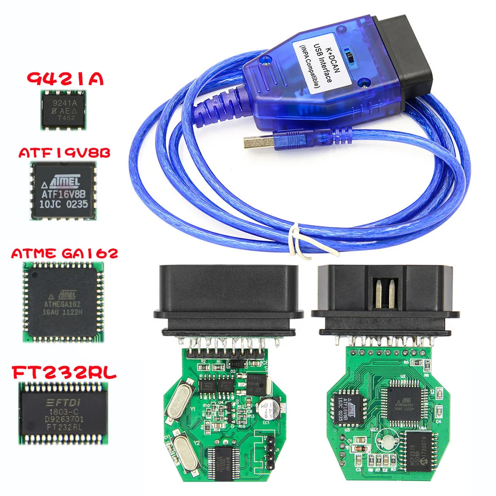 

OBD 2 USB Cables For in-pa For b-m-w K+DCAN USB Interface Diagnostic Tool For B-M-W E46 K+CAN K CAN FTDI FT232 Chip OBD2 Scanner