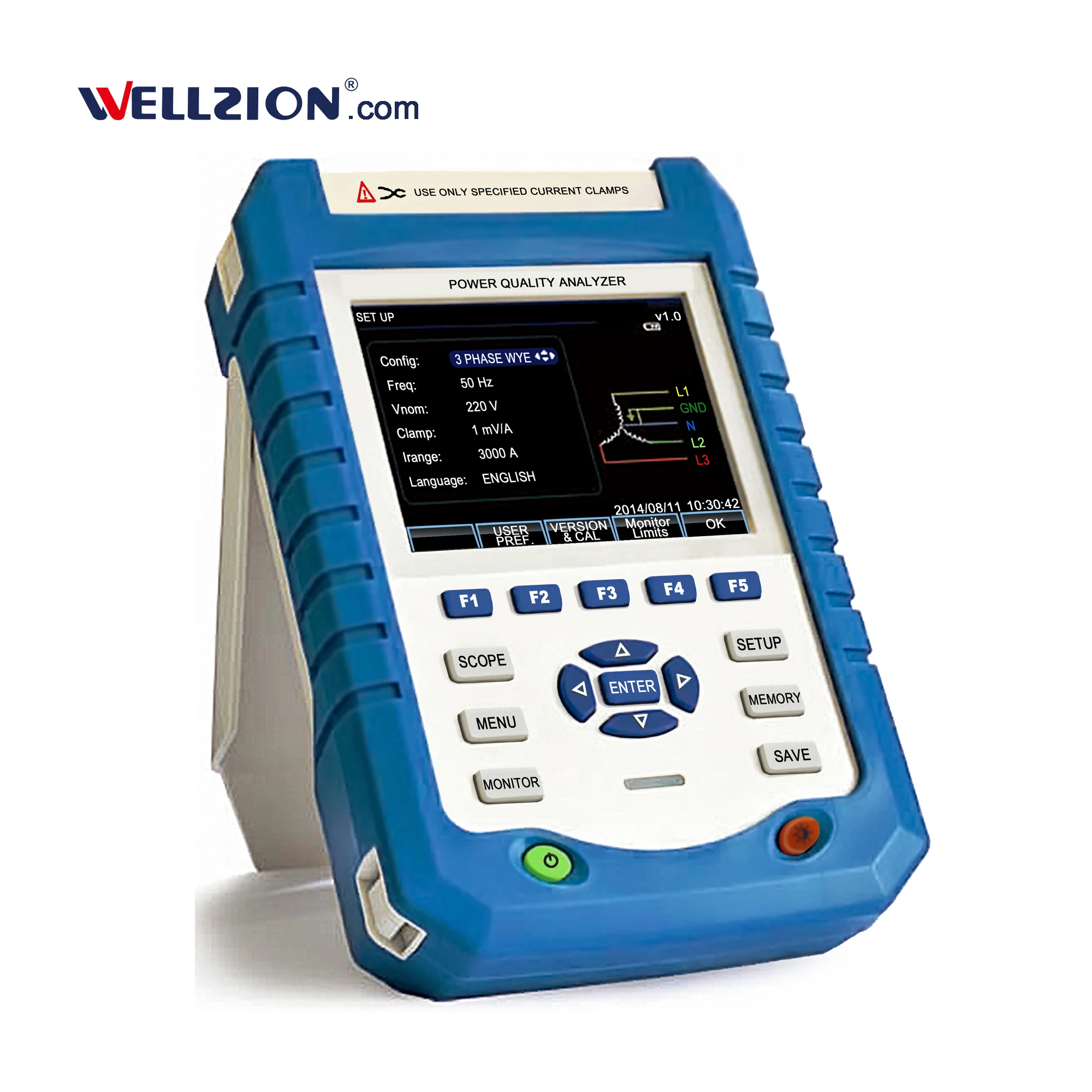 

SA2100, 3 phase 1000Vrms Power Quality Analyzer 3000A Current Probe