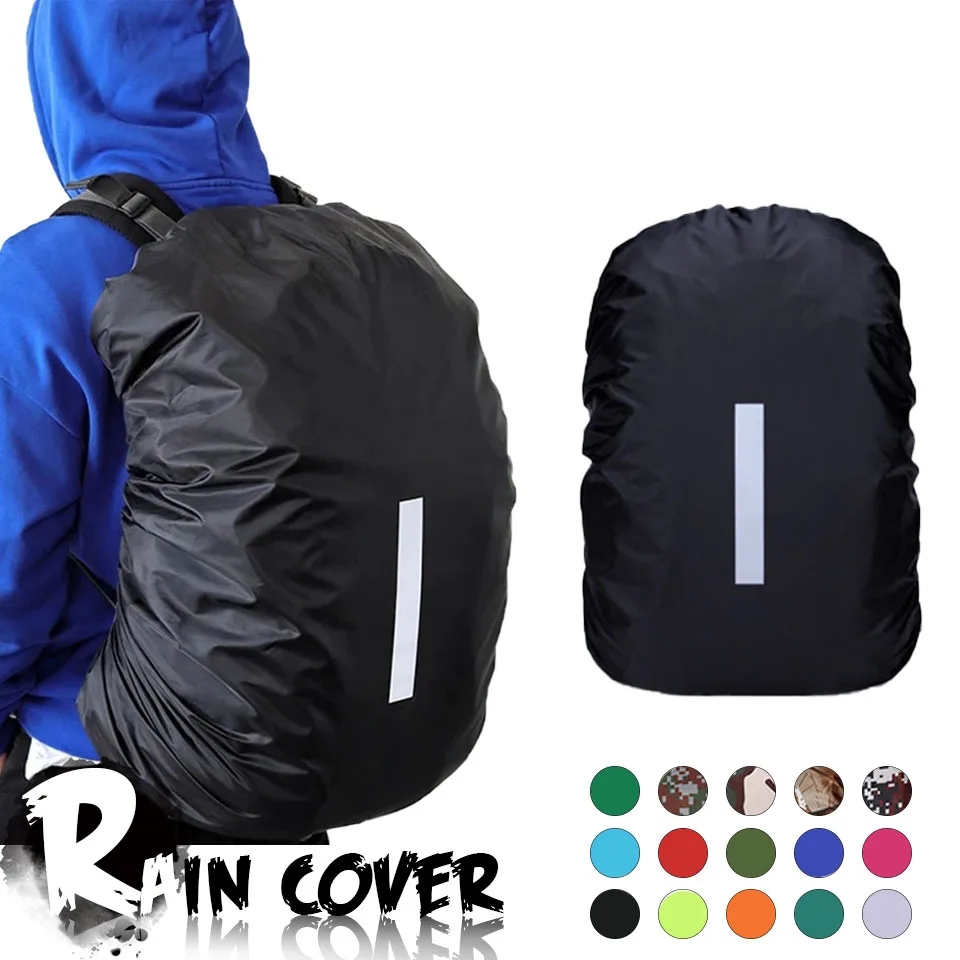 

Reflective Waterproof Backpack Rain Cover Outdoor Sport Night Cycling Safety Light Raincover Case Bag Camping Hiking 8-70L