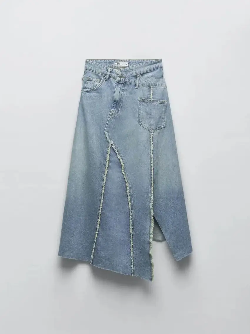 

Новинка 2023, летняя женская Однотонная юбка XEASY на пуговицах, на молнии, с карманами, в винтажном стиле, милые ковбойские юбки