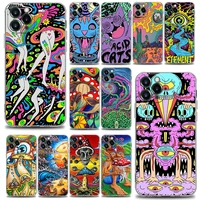 clear phone case for iphone 13 12 11 se 2022 x xr xs 8 7 6 6s pro max plus mini soft silicone case colorful art mushrooms