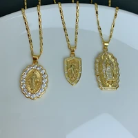 oval virgin mary necklace women fashion religious rhinestone pendant for girl gift jewelry