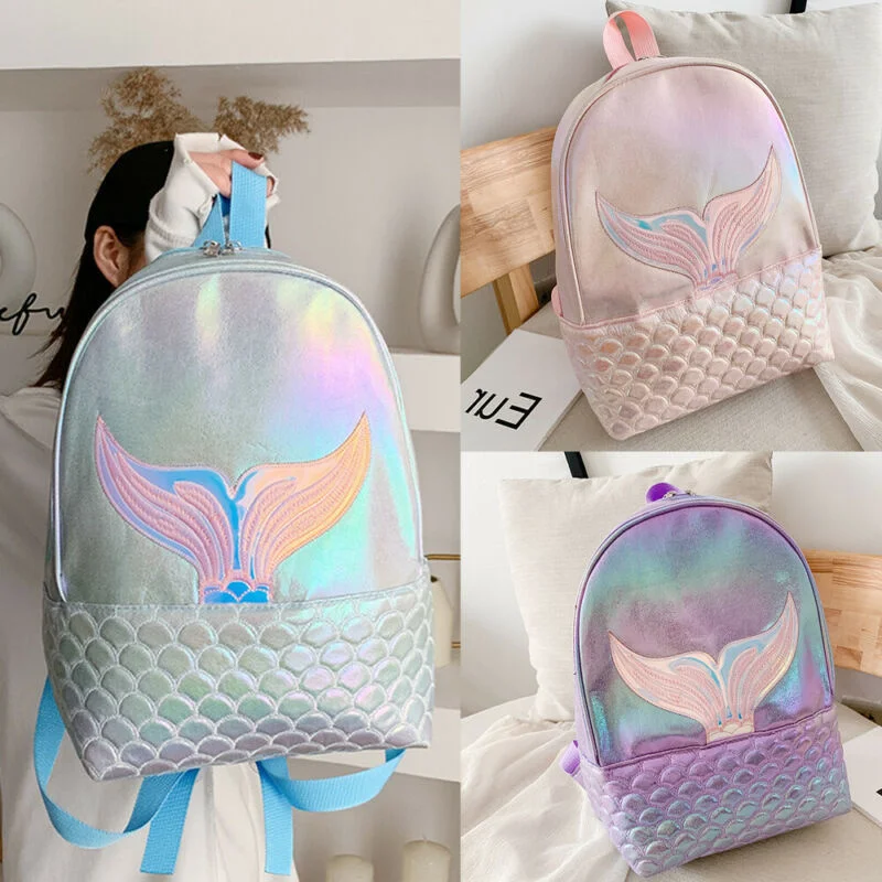 

New Girls Sequined Fish Tail Backpack Children's Large Zipper Dream Colorful School Bag Teenagers Backpack School Travel Bag