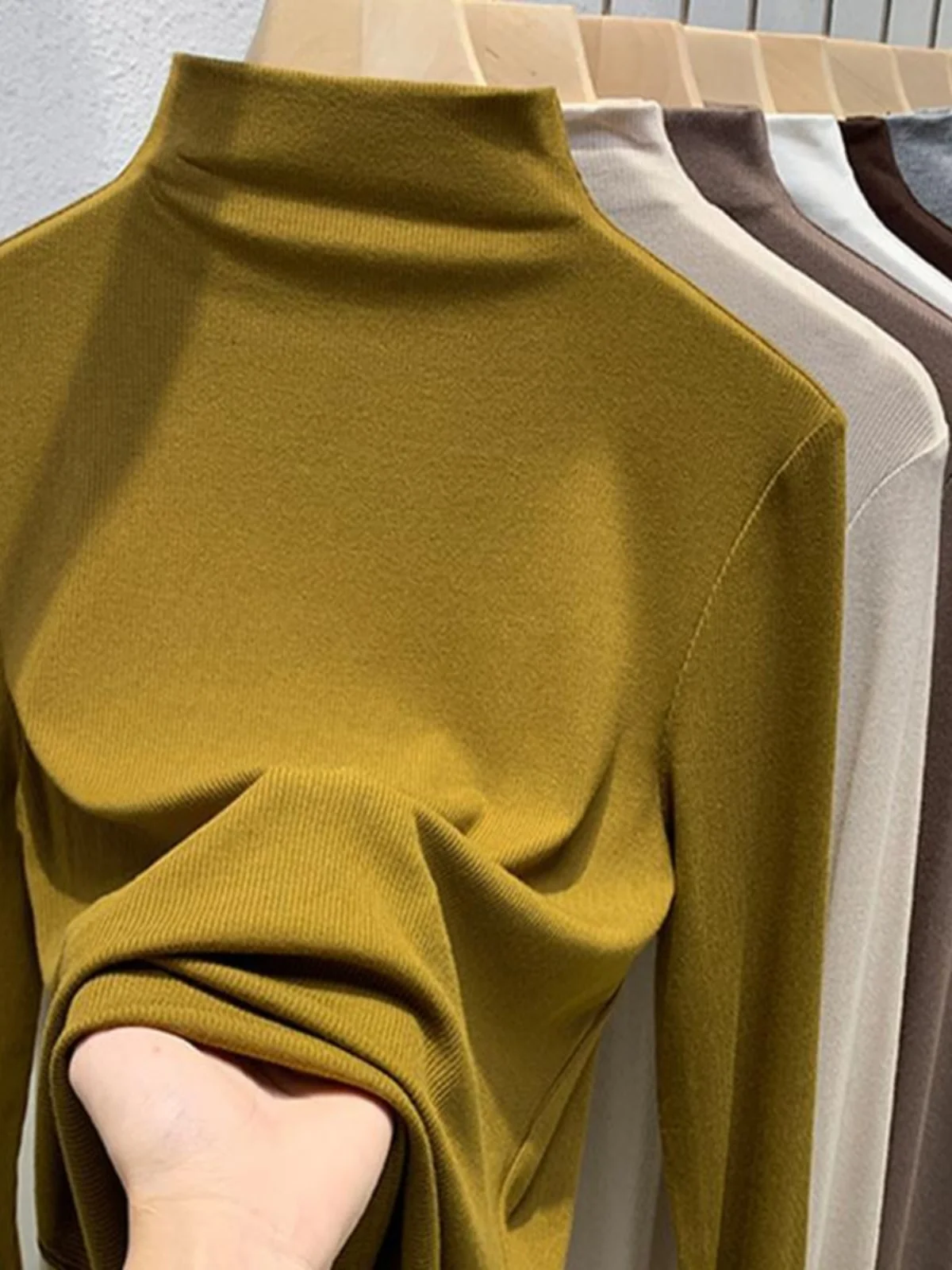 Half-high Collar Maillard Inner wear Bottoming Shirt Women Autumn and Winter Plus size Chubby Girl Slim fit Sweater Knit Long...