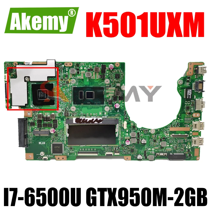 

Akemy New! K501UXM Laptop motherboard For Asus K501UW K501UXM K501UQ original mainboard 4G-RAM I7-6500U GTX950M-2GB