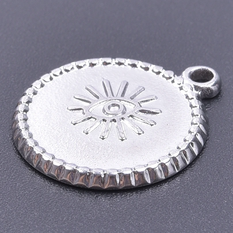 3pcs Evil Eye Charms For Jewelry Making Shaped Round Geometric Style Stainless Steel Pendants Metal Accessories Handmade Crafts