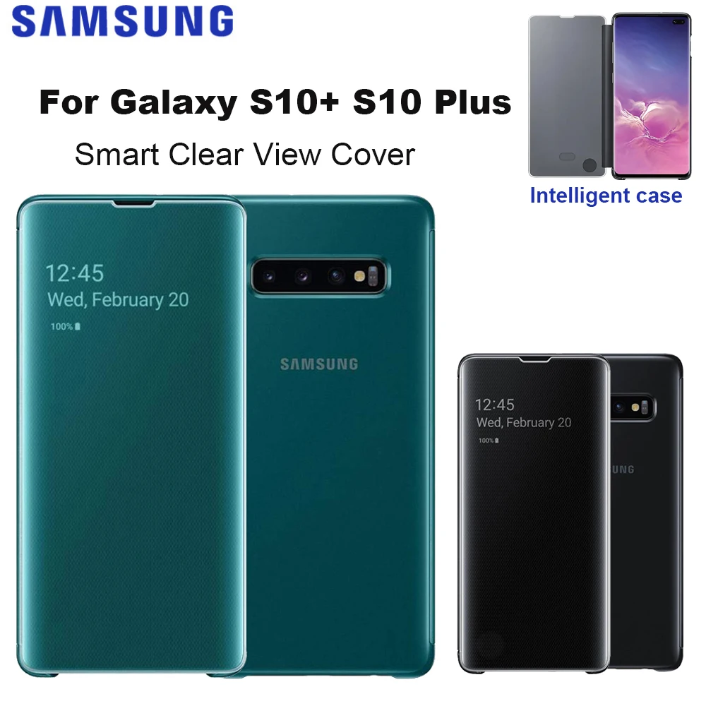 Оригинальный прозрачный зеркальный умный защитный чехол для Samsung Smart View Galaxy S10 Plus +
