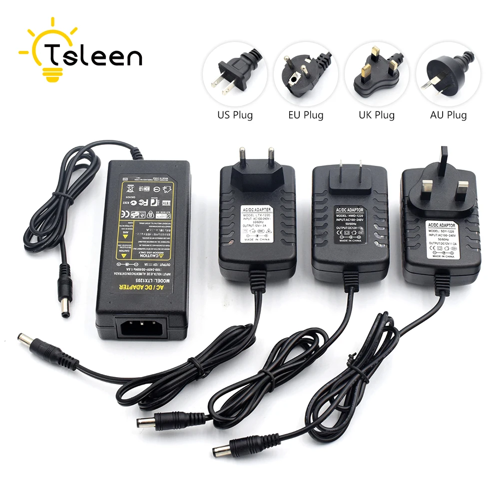 

Зарядное устройство постоянного тока 12 В, 2 А, 5 А для освещения камеры наблюдения 100-240 в зарядное устройство адаптер для освещения