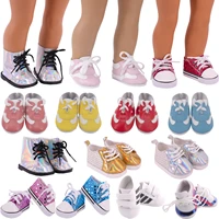 doll shoes accessories sneakers lace up paste style for 18 inch american doll girls baby reborn doll shoes for 43 cm gifts