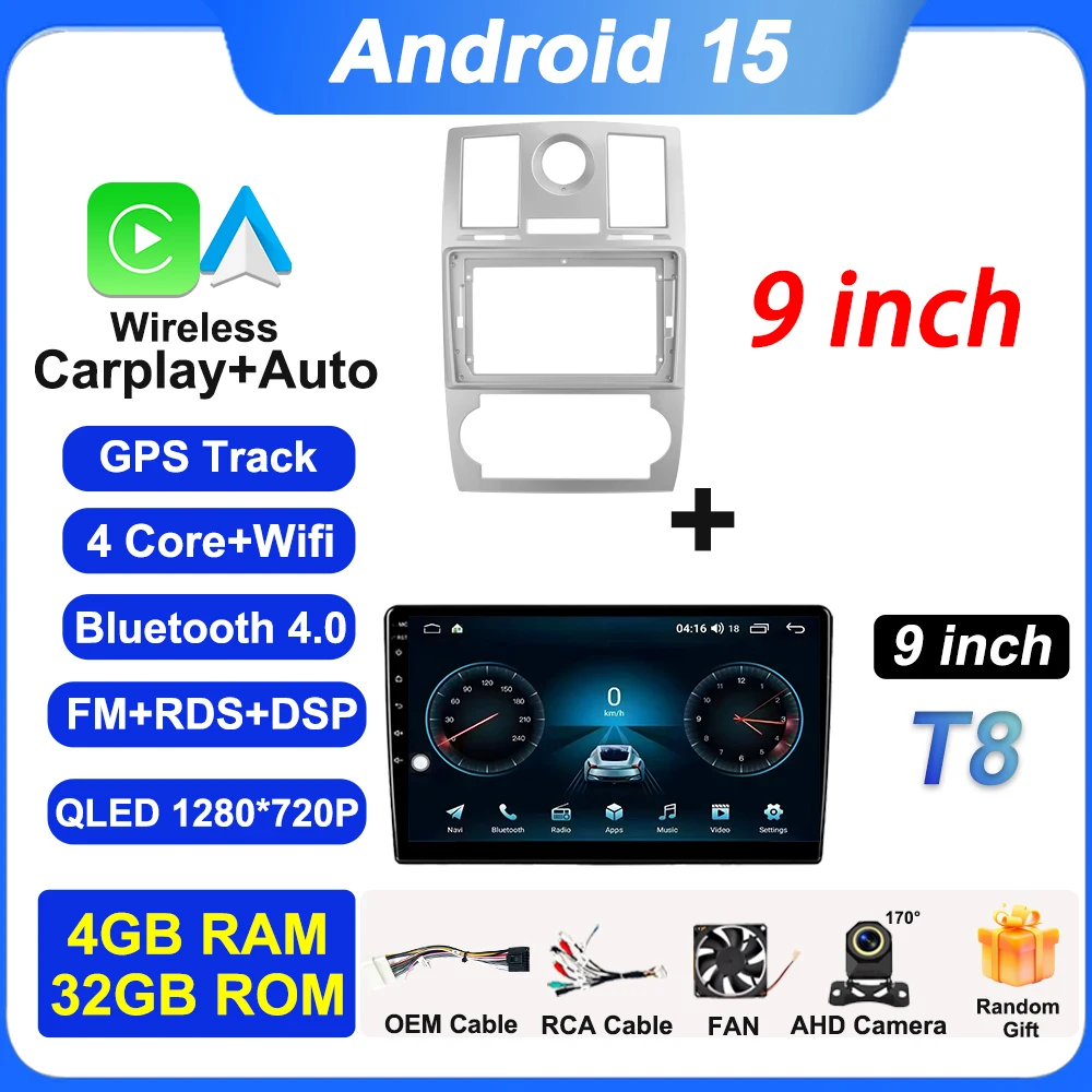 

Android 15 для Chrysler 300C 1 2004-2011 Автомобильный радиоплеер Стерео головное устройство Интеллектуальные автомобильные системы GPS-навигация 5G Wi-Fi RDS