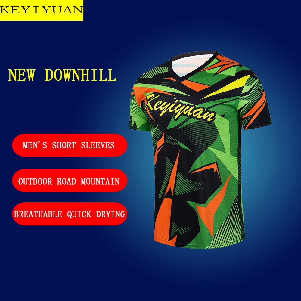 

KEYIYUAN Men Short Sleeve Downhill Jersey Enduro Bike Shirt Mtb Jersey Motorcycles Camiseta Ciclismo Hombre Breathable