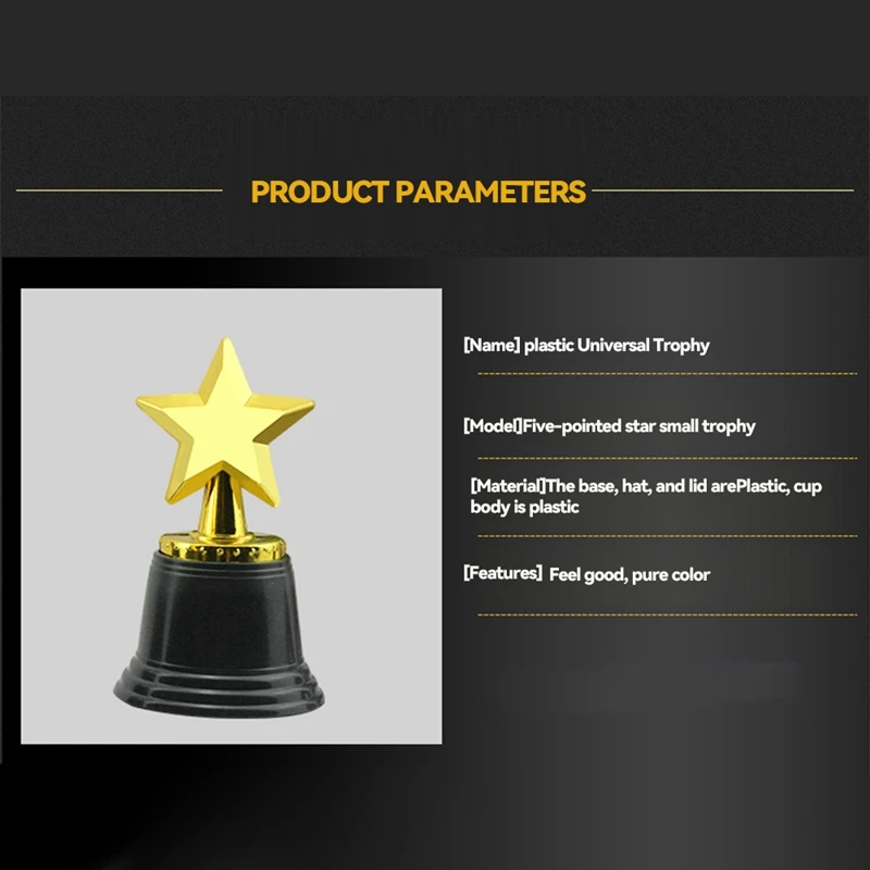 16 шт. детские пластиковые трофеи с золотой звездой трофей золотого цвета для