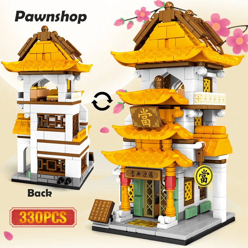 

City Street View Build House Blocks Classic Architecture Tavern Smithy Shop Model Bricks DIY Assembly Toys for Kids Dollhouse