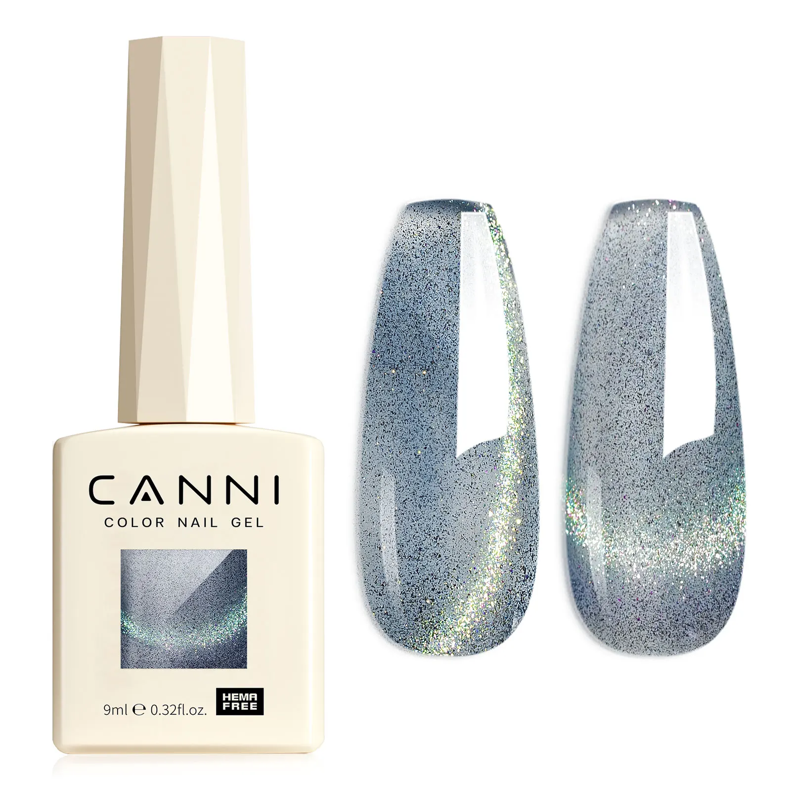 Фото CANNI 9 мл HEMA FREE Гель для ногтей с блестками Silver Cat Магнитный гель-лак для ногтей Galaxy Diamond Sparkle Мягкая текстура Пигмент для ногтей №4