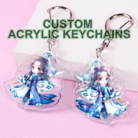 custom acrylic keychains clear cartoon photo anime cute customized logo key chain charms personalized design keyring gift