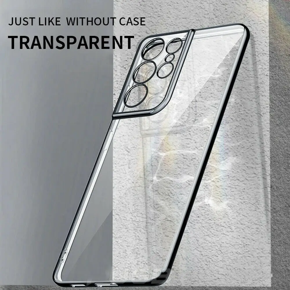 

For Samsung Galaxy S21 Case Plating Soft Clear Phone Cover For Galaxy A52S A52 A53 A33 A72 S21 Plus S21 Ultra 5G Phone Cases