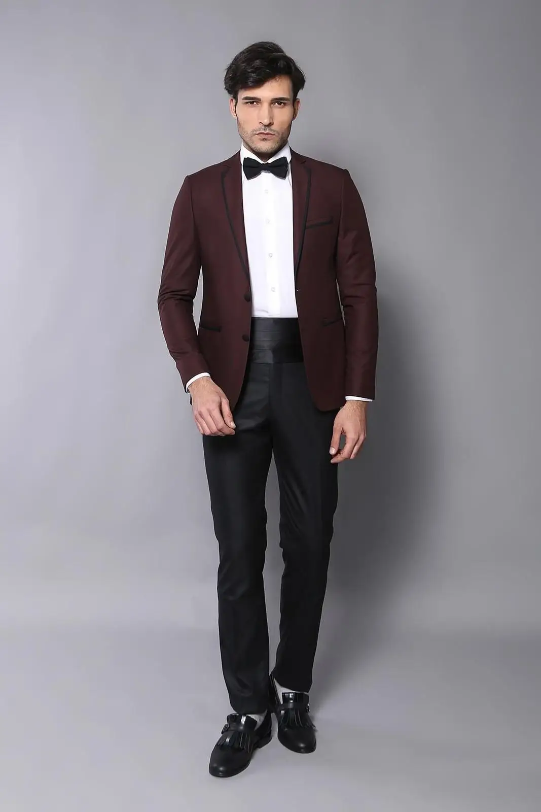 Wessi Men Slim Fit Groom Suit Fabric Wedding Stylish Elegance Elegant Remarkable Double Button Non-Pattern Collar Quality Soft
