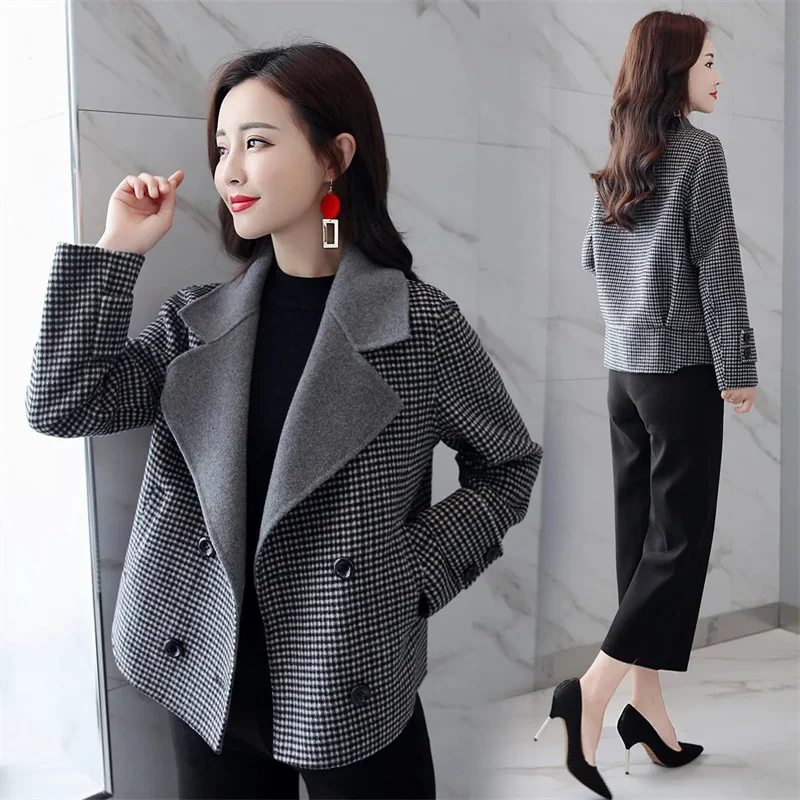 Короткие ароматные клетчатые куртки женские осень-зима 2021 новое пальто