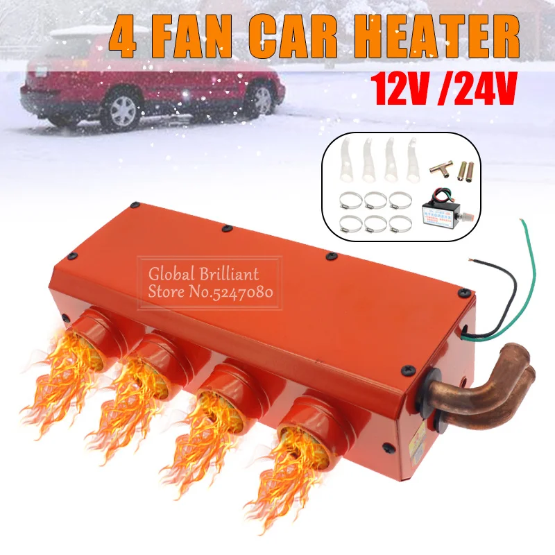 12V/24V Car Heater Auto Van Heating Fan Windshield Defroster Air Heater 4 Ports Car Heater For RV Motorhome Trailer Trucks