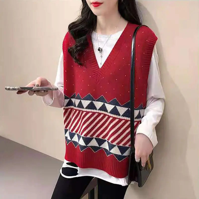 

Свитер-жилет женский в японском стиле ретро, свободная Осенняя повседневная одежда в винтажном стиле с V-образным вырезом